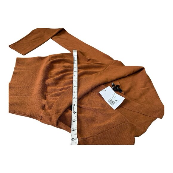 Forever 21 Women M Rust Wrap Sweater Top Long Sleeve Ribbed Waist NWT - Picture 6 of 8